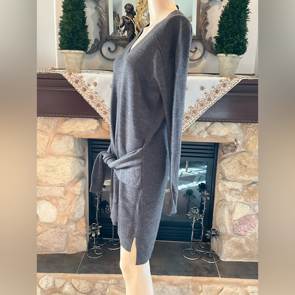 ALL SAINTS Gray Tricot V-Neck Sweater Dress S - Picture 4 of 12